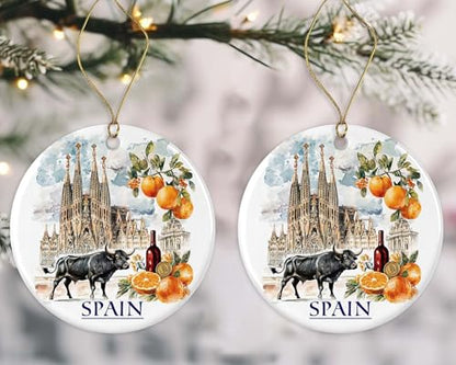 Barcelona Sagrada Familia Keepsake - Spain Xmas Ornament, European Travel Gift, Housewarming Ceramic Printed on Both Sides - size: Printed on Both Sides