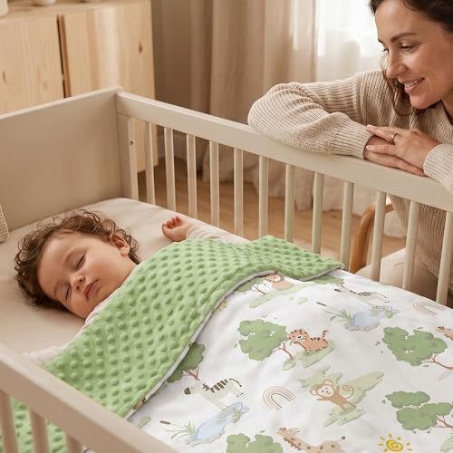 Fleece Baby Blankets for Girls & Boys, Infant Toddler Blanket - color: Green Animals