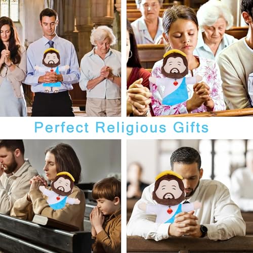 Jesus Plush Christianity Stuffed Animal - 13 Inch Kids' Blue Jesus Figurine Pillow Heart Embroidery for Christian Gifts - style: Blue Jesus Figurine