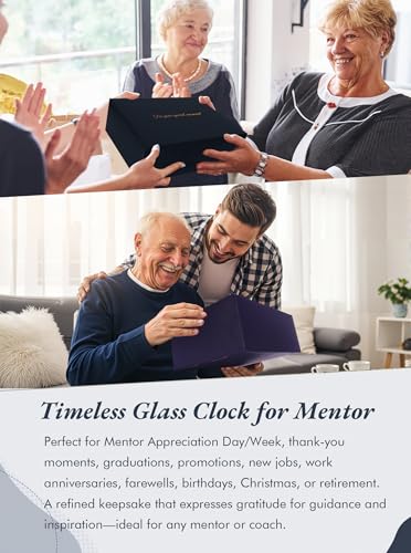 Mentor Gifts for Women Men, Thank You Appreciation Elegant Glass Clock - color: Mentor Gift