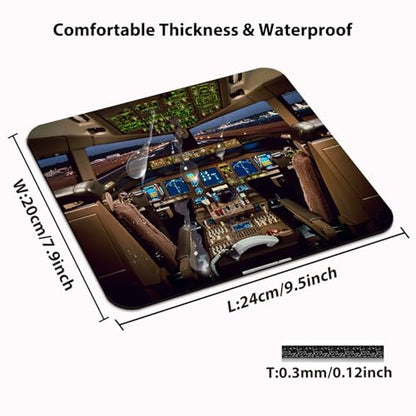 Airplane Cockpit View Mouse Pad, Flight Deck Desk Mat for Boeing 777 Lover - color: Tan Brown