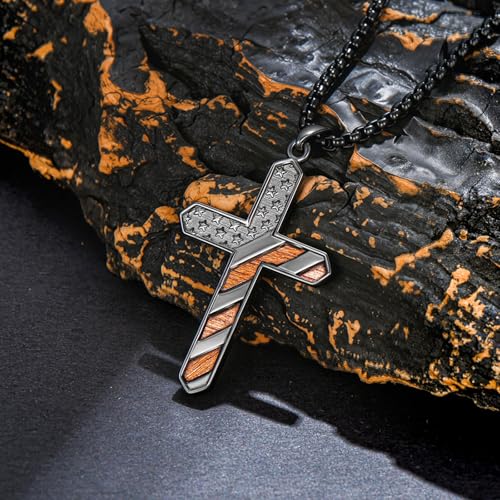 American Flag/Eagle/Star Necklace for Women 925 Sterling Silver Silver/Gold/Black American Flag Pendant 4th of July Jewelry for Wife Sister Girlfriend - color: Black-7