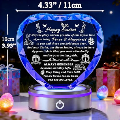 Qianwei Easter Gifts for Girls Women - Catholic Crystal Gifts for Women Girls - Confirmation First Communion Baptism Religious Christian Engraved Gift - color: Easter Gifts-heart