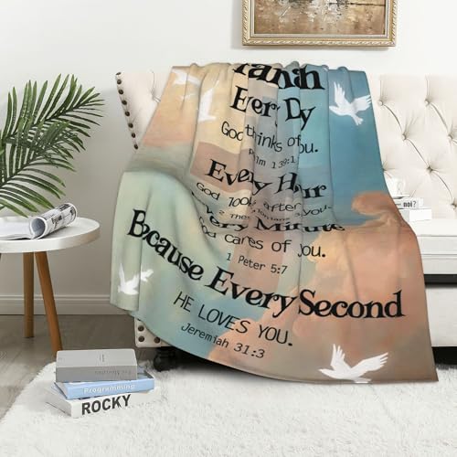 Custom Blanket Bible Verse Blanket with Inspirational Thoughts and Prayers Religious Throw Blanket Soft Lightweight Cozy Plush Warm Blankets for Women Men Christmas Birthday Gifts - color: Design05