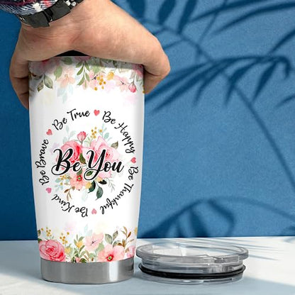 SANDJEST Sometimes You Forget You're Awesome Tumbler 20oz Inspirational Gifts Stainless Steel Insulated Tumblers Coffee Travel Mug Cup Gift for Coworkers Friends Sister Birthday Christmas - color: Inspirational