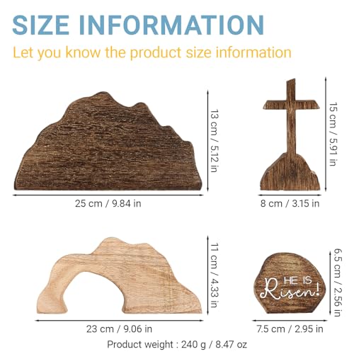 Easter Tiered Tray Decor Jesus Empty Tomb Kit Wooden Religious Signs - color: 4p