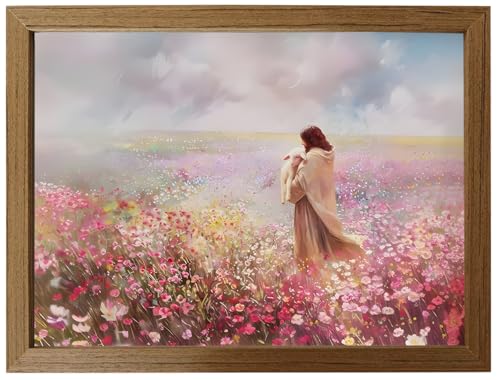 HYHSMIEKL Jesus Holding the Lamb Wall Mural - The Good Shepherd Canvas Painting. Christian religious decorative painting, high-gloss framed artwork, waterproof and fade-resistant, can be hung directly (16x24 inches). - color: huahaiyesu, size: 24"L x 16"W