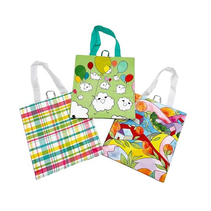 Earthwise Reusable Grocery Bags – Printed Gift Totes, Foldable & Water‑Resistant Shopping Bags, Durable Multi‑Use Eco Bags with Rise Design (6 Pack)