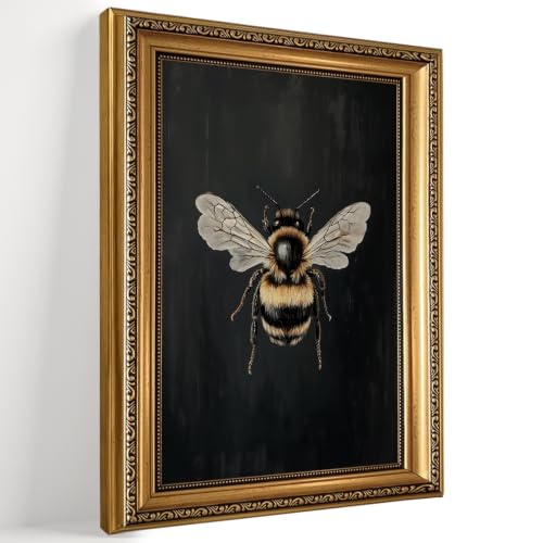 Vintage Bumblebee Gold Framed Wall Art Moody Entomology Wall Decor Art - color: Bumblebee, size: 16"L x 12"W