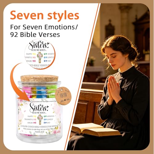 Bozidol Sisters Gifts from Sister, Bible Verse Jar, 90 Color-Coded Scriptures for Encouragement, Inspirational Christmas Graduation Birthday Christian Gifts for Women Girls Friends - color: Sister