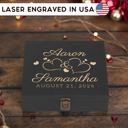 Personalized Anniversary Box, Engraved Wooden Keepsake Box for Couples - style: 6. Anniversary Designs
