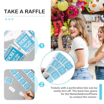 DGBDPACK 500 Pcs 50/50 Double Raffle Tickets, Blue - color: Blue