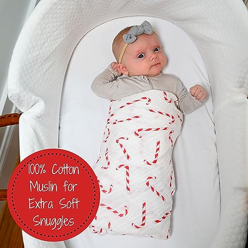LollyBanks Muslin Swaddle Blanket, 47 x 47 in, Newborn Receiving Blanket - color: Red