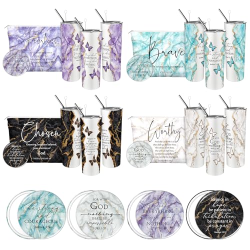 Geiserailie 12 Pcs Christian Gifts for Women Tumbler Set, Elegant Color - color: Elegant Color