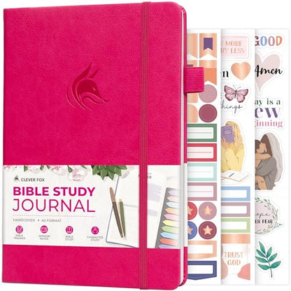 Clever Fox Bible Study Journal, Guide, Supplies for Women A5 Fuchsia - color: Fuchsia, size: A5 (5.8'' x 8.3'')