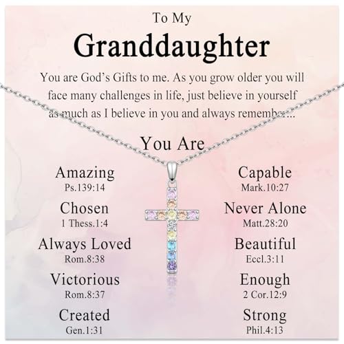 Cross Necklace for Little Girls Catholic Christian Religious Gifts - color: To My Granddaughter