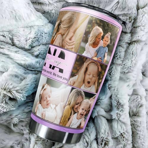 Personalized Nana Photos Tumbler Custom Name Insulated cups Travel Coffee Mug with Lids Stainless Steel 20 30 Oz Gifts for Mom Mommy New Grandma Mother's Day - color: Nan 616