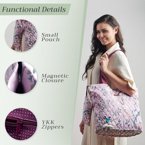 Maison d' Hermine Shopping Bags Cotton Quilted Tote Bag with Zipper Pockets - color: 009 - Osaka
