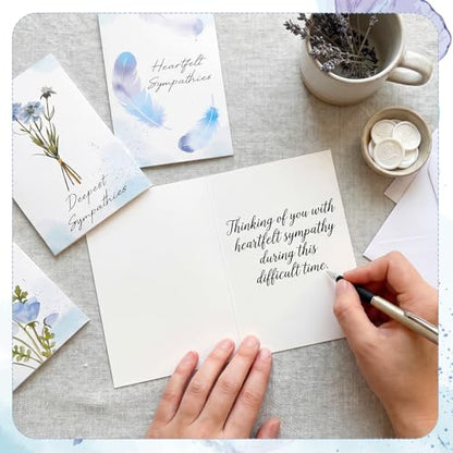 Sympathy Cards, 24 Pack Condolence Cards, 6x4in Thinking of You Card - style: Blue Sympathy Card