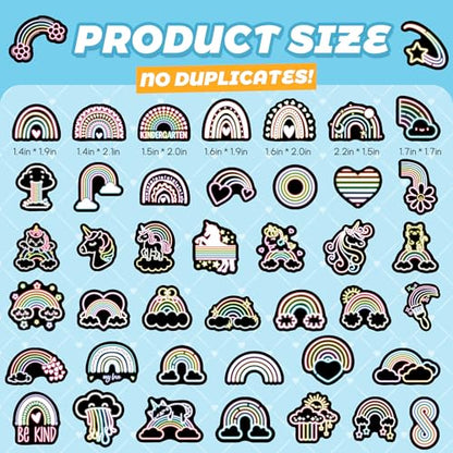 55 Pcs Glow in The Dark Neon Rainbow Unicorn Stickers - color: Luminescent-466kscp