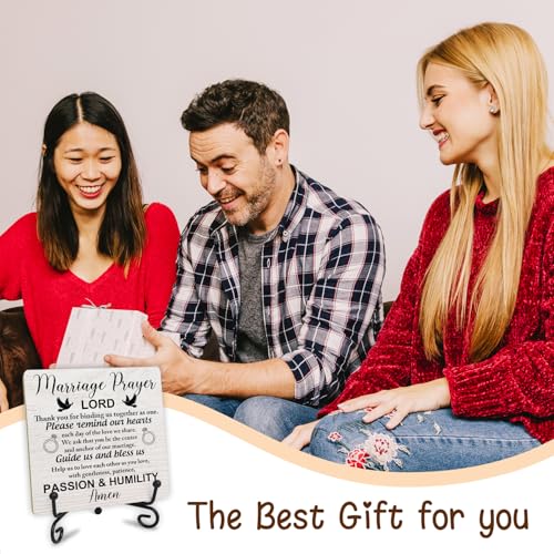 Christian Gifts for Women Men, Religious Wedding Gift, Wedding Gifts For Couples Newlyweds, Marriage Blessing Gifts, Engagement Gifts for Couples, Christian Wooden Plaque Sign With Stand - style: F