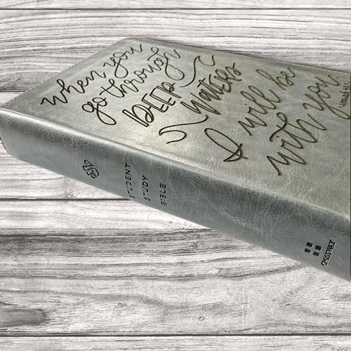 JOY CREATIVE Hand Lettered and Laser Engraved ESV Bible, Student Study Bible with Gray Cover, Personalized Gift, Custom Name Engraving Available