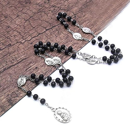Roe Dolph Wooden Rosary Necklace for Women Catholic Rosary Beads with Cross Pendant Prayer Jewelry Religious Gifts for Travel and Daily Faith - color: A-Black
