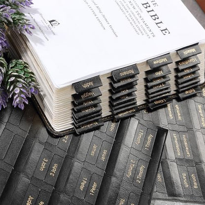Mr. Pen- Catholic Leather Bible Tabs, 160 Tabs - color: Black Leather, White Paper
