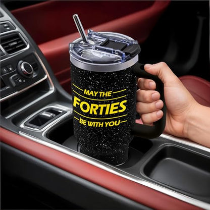 Father Gifts for Men, 40oz Tumber With Handle - color: Father-Black