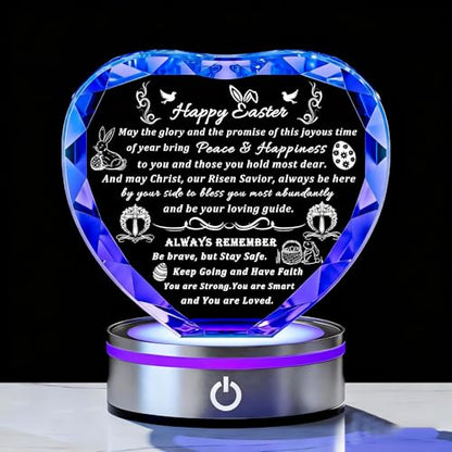 Qianwei Easter Gifts for Girls Women - Catholic Crystal Gifts for Women Girls - Confirmation First Communion Baptism Religious Christian Engraved Gift - color: Easter Gifts-heart