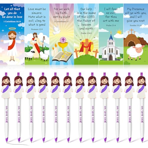 48 Pcs Jesus Pens Bulk Christian Gift for Kid Sunday School Prize - style: Retro Style