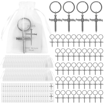 Christian 3 Nail Cross Keychain Gift Card Bag Bulk