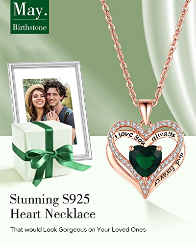 925 Silver Heart Love Necklace Women, Wife Anniversary Jewelry Gift for Her - color: Rose Gold