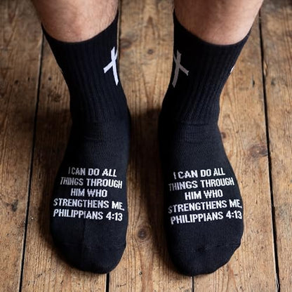 Glitopper 6 Pairs Christian Cross Sock, Bible Verse, Us 6-12 - color: Black