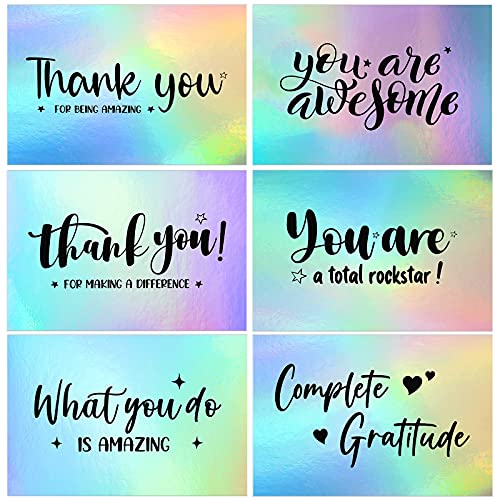 Outus 60 Pcs Holographic Thank You Appreciation Cards for Teachers Nurses