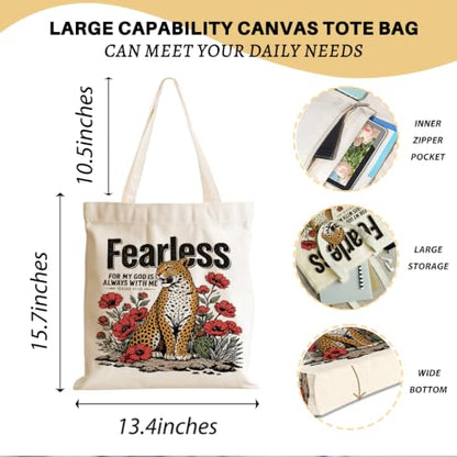 Baseball Soccer Softball Mama Canvas Tote Bag, Christian Tiger Duck Shoulder Bag - color: Fearless 532