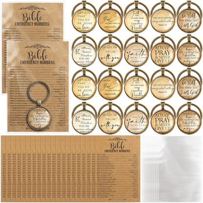 Tondiamo 20 Set Christian Keychains Gifts Bible Verse Inspirational Cards