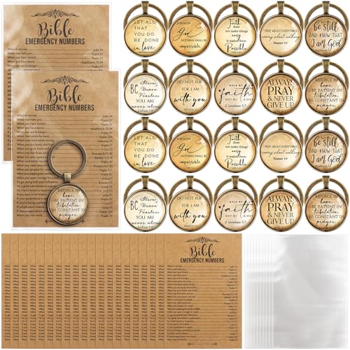 Tondiamo 20 Set Christian Keychains Gifts Bible Verse Inspirational Cards