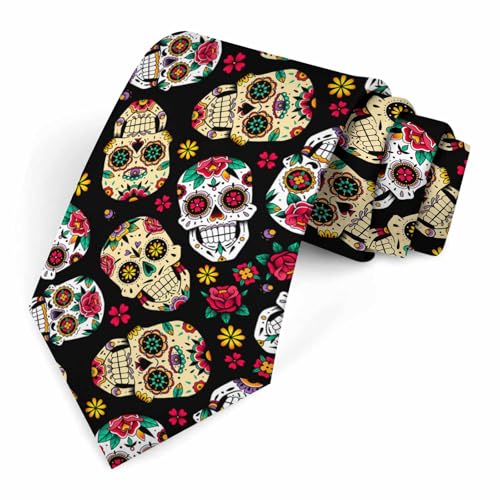 funny Ties for Men Business Novelty Men's Neckties for Festival Holiday Party Valentine's Day Wedding Christmas - color: Mexican Skulls Colorful