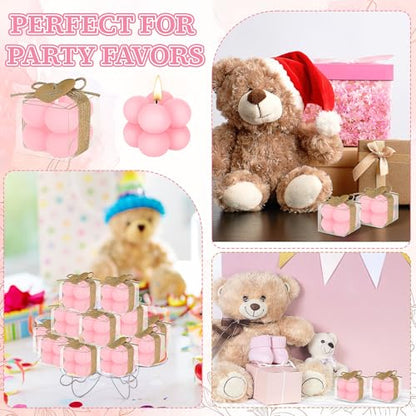 30 Sets Mini Bubble Candles Wedding Favors for Guests, 1.6" Soy Wax Candle - color: Pink