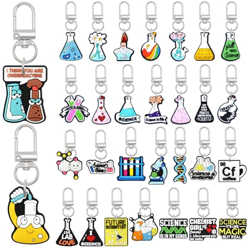 Cute Keychain Bulk,Cute Key Chain for Car Keys Purse Bag Rewards - color: Science-30
