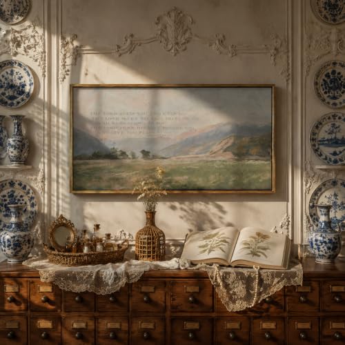 Extra Large Framed Mountain Landscape Wall Art,Rustic Bible Verse Art - color: Bible Verse Mountain, size: 24"L x 48"W