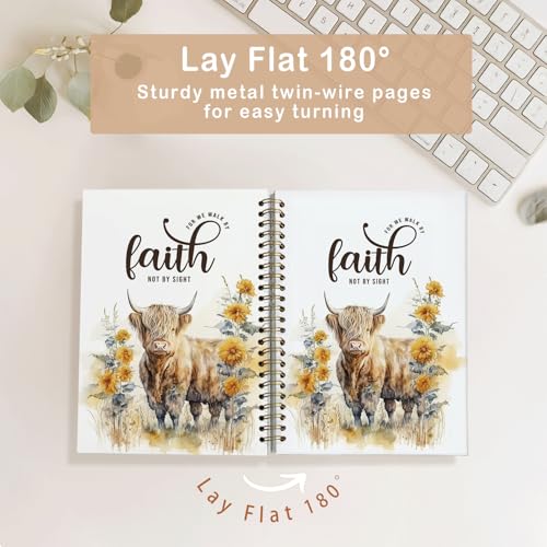 Bible Journal,Highland Cow Bible Notebook for Women,Cow Note Book - color: Faith