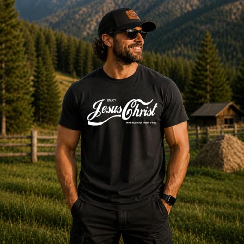 Enjoy Jesus Christ Parody Shirt Thou Shalt Never Thirst, Funny Christian Inspirational T Shirt for Men Women - color: Charcoal, size: X-Large