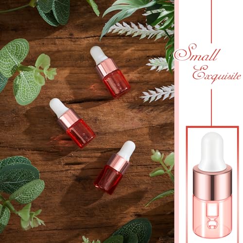 Didaey 100 Pcs Mini Glass Oil Dropper Bottle, 2 ml, Blush Pink - color: Blush Pink, size: 2 ml