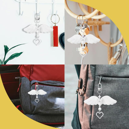 Angle Wing Heart Keychain Keyring Cross Keychain Charm for Bag Purse Religious Gifts for Women Teens Girls Christian Winged Key Charm Aesthetic Y2K Keychains for Car Key Backpack Purse