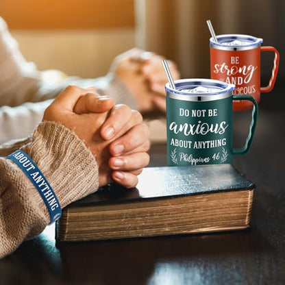 Patelai 18 Pcs 17 oz Christian Mug with Lid Straw Bible Verse Classic - style: Classic