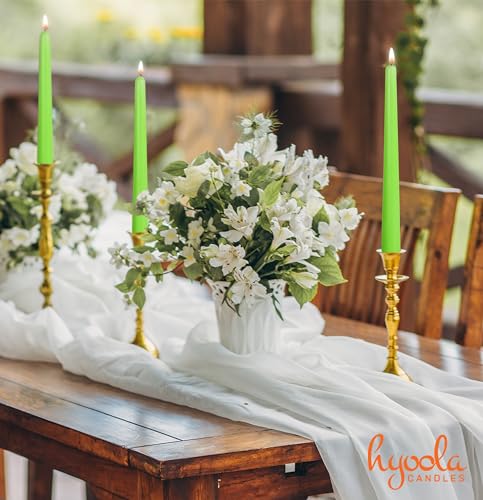 Hyoola Tall Taper Candles - 10 Inch Lime Green Unscented Dripless Taper Candles - 8 Hour Burn Time - 4 Pack - color: Lime Green, size: 10 Inch