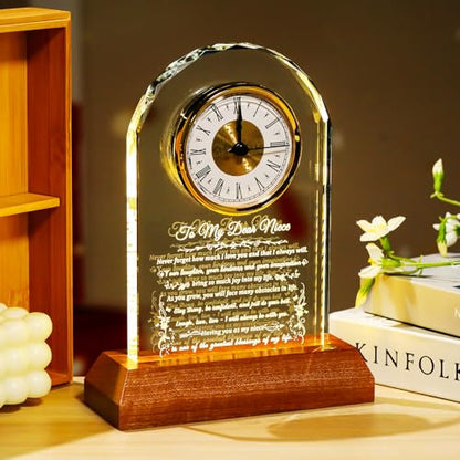 Arikyrist Glass Clock Niece Gifts from Auntie Uncle on Graduation Birthday - color: Niece