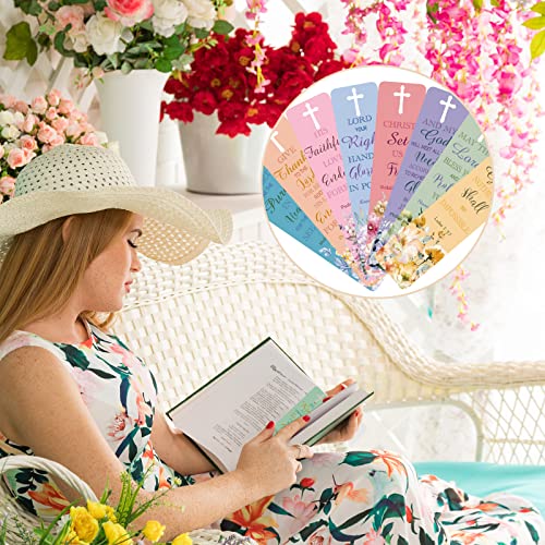 120 Pieces Bible Verses Bookmarks with Hollow Cross for Women Scripture Bookmarks Christian Book Markers for Women Men Church Gifts Supplies (Flower) - style: Flower